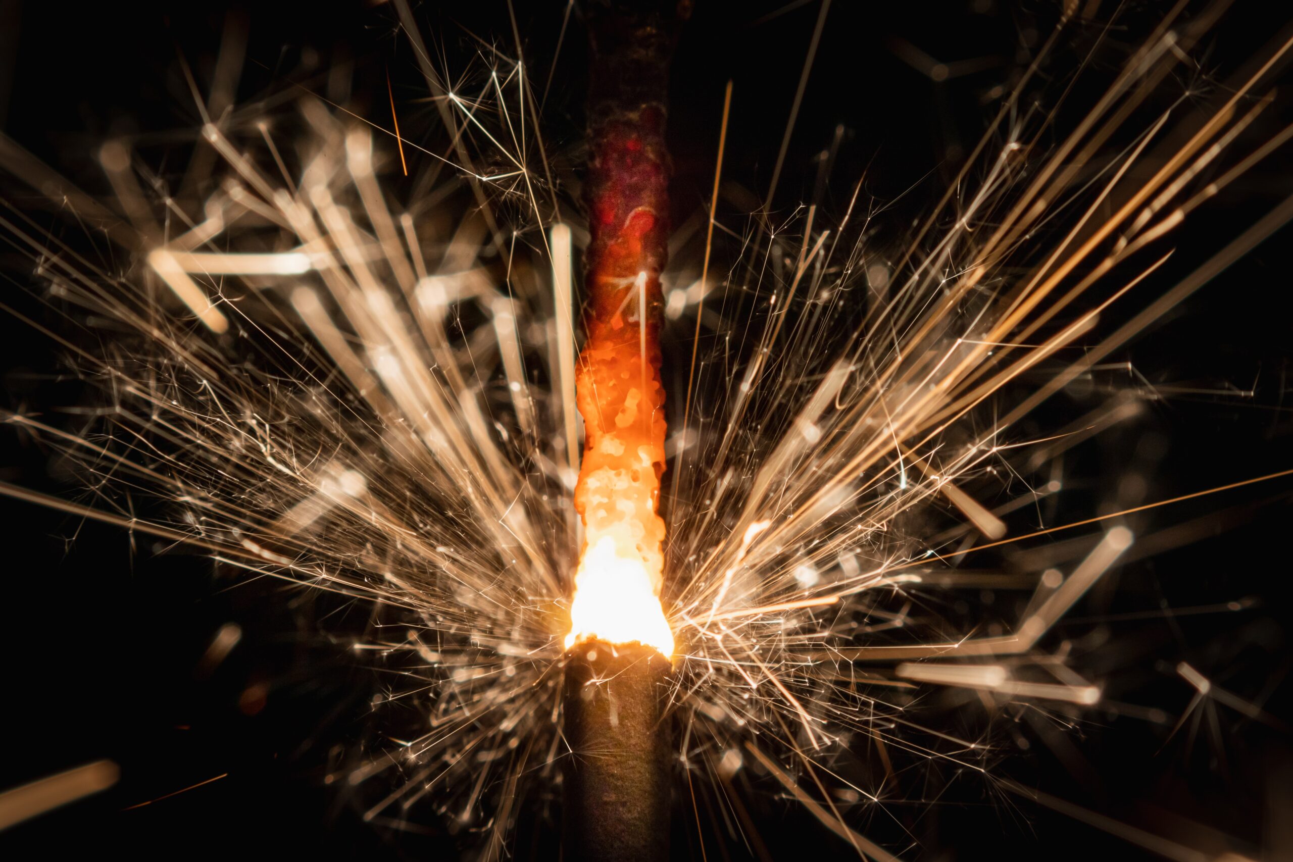 Close up of a welding spark.