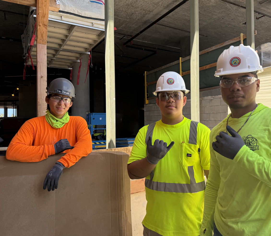 Career Connections summer interns and construction professionals at a Hawaii jobsite.
